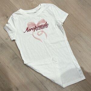 Aeropostale White Women's Shorts with Pink Logo Graphic